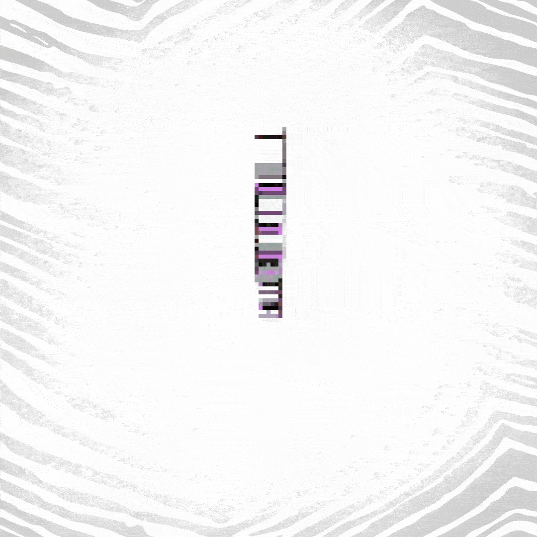 Badlands logo skull, pixelated and centered, with gray zebra-stripe border on a white background.