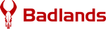 Red Badlands logo with stylized skull and horns next to bold 