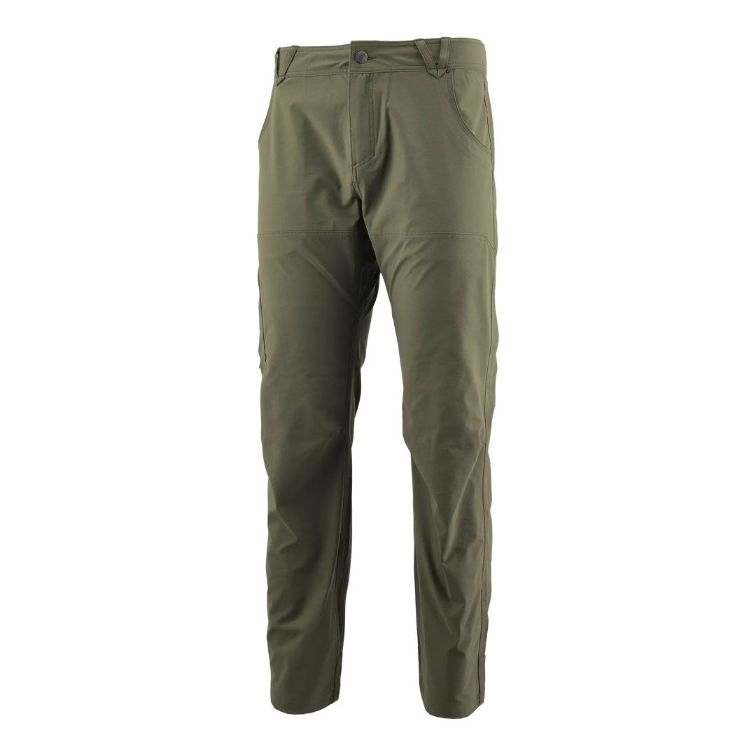 Olive Badlands pants with stretch fabric, straight fit, and pockets; ideal for outdoor or hunting activities.