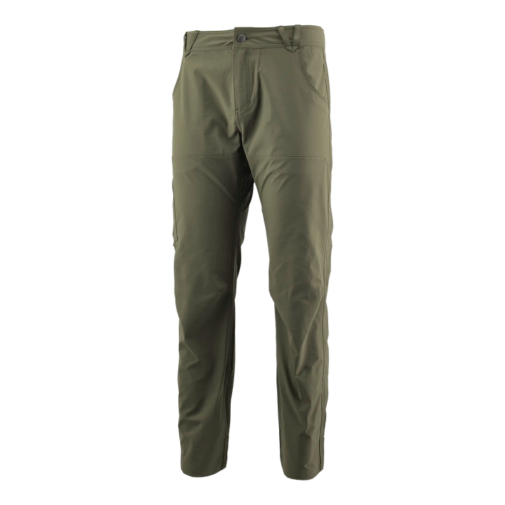 Olive Badlands pants with stretch fabric, straight fit, and pockets; ideal for outdoor or hunting activities.