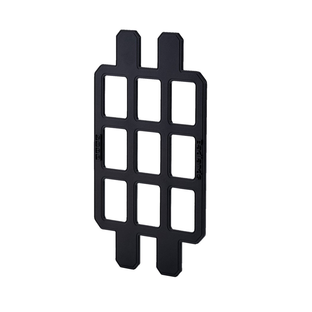 Black Badlands Grid Panel with logo skull; modular accessory for gear organization, lightweight and durable.