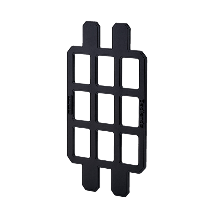 Black Badlands Grid Panel with logo skull; modular accessory for gear organization, lightweight and durable.