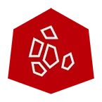 White geometric rock shapes on a red background, representing Badlands terrain.