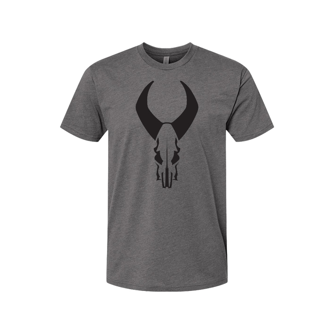 Gray T-shirt featuring a large black Badlands skull logo centered on the chest.
